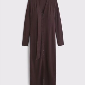 Scarf Duster Midi Sweater Dress